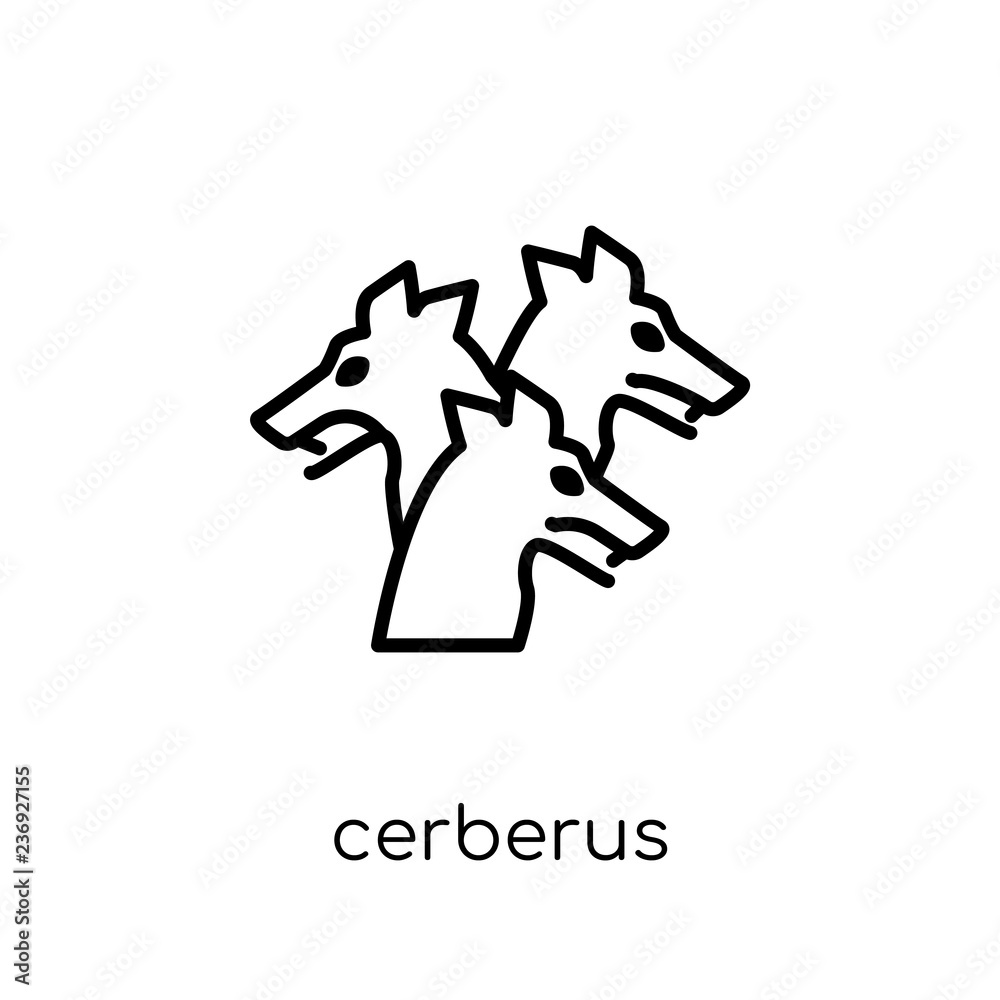 Cerberus icon. Trendy modern flat linear vector Cerberus icon on white ...