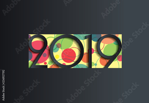 2019 Happy New Year or Christmas dark background creative design for your greetings card, flyers, invitation, posters, brochure, banners, calendar