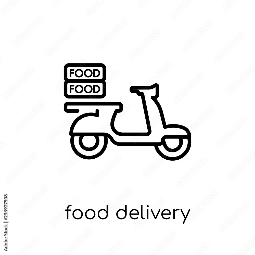 food delivery icon. Trendy modern flat linear vector food delivery icon on white background from thin line general collection food delivery icon. Trendy modern flat linear vector food delivery icon on white background from thin line general collection