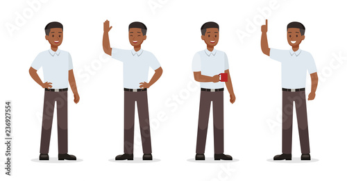Businessman showing different gestures character vector design. no8 photo