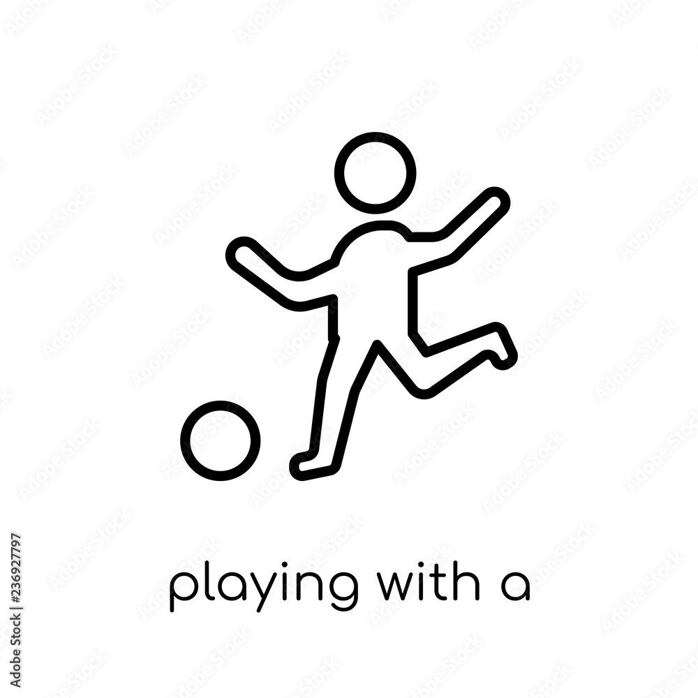 Playing with a Ball icon. Trendy modern flat linear vector Playing with a Ball icon on white background from thin line People collection