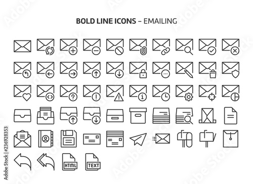 Emailing, bold line icons