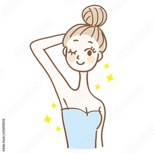 脇が綺麗な女性　上半身