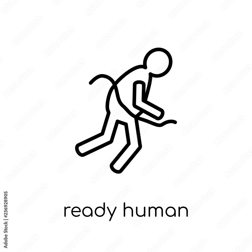 ready human icon. Trendy modern flat linear vector ready human icon on white background from thin line Feelings collection ready human icon. Trendy modern flat linear vector ready human icon on white background from thin line Feelings collection