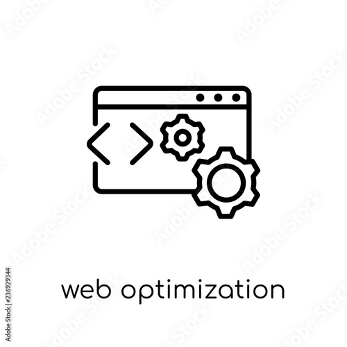 Web optimization icon. Trendy modern flat linear vector Web optimization icon on white background from thin line Programming collection