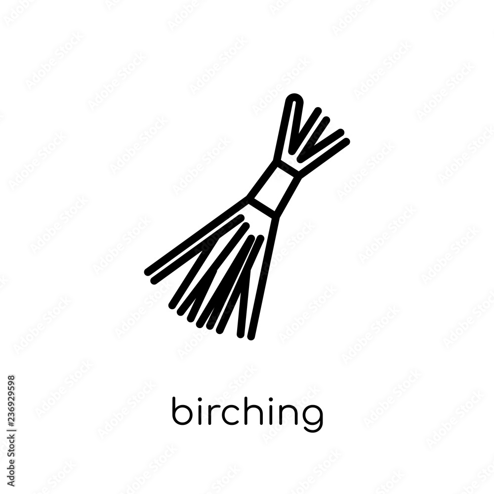 Birching icon. Trendy modern flat linear vector Birching icon on white background from thin line sauna collection Birching icon. Trendy modern flat linear vector Birching icon on white background from thin line sauna collection