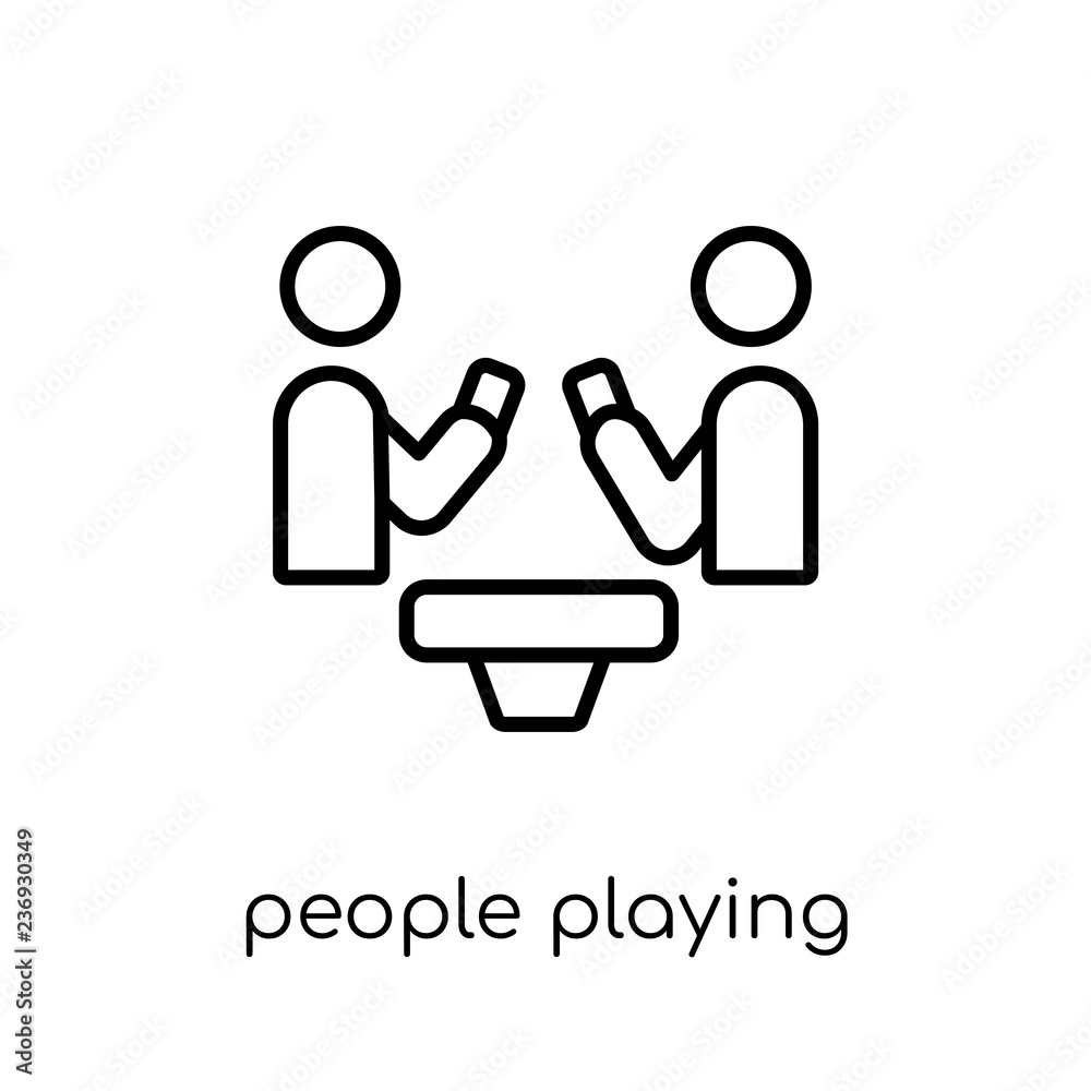 People playing Board games icon icon. Trendy modern flat linear People playing Board games icon icon. Trendy modern flat linear