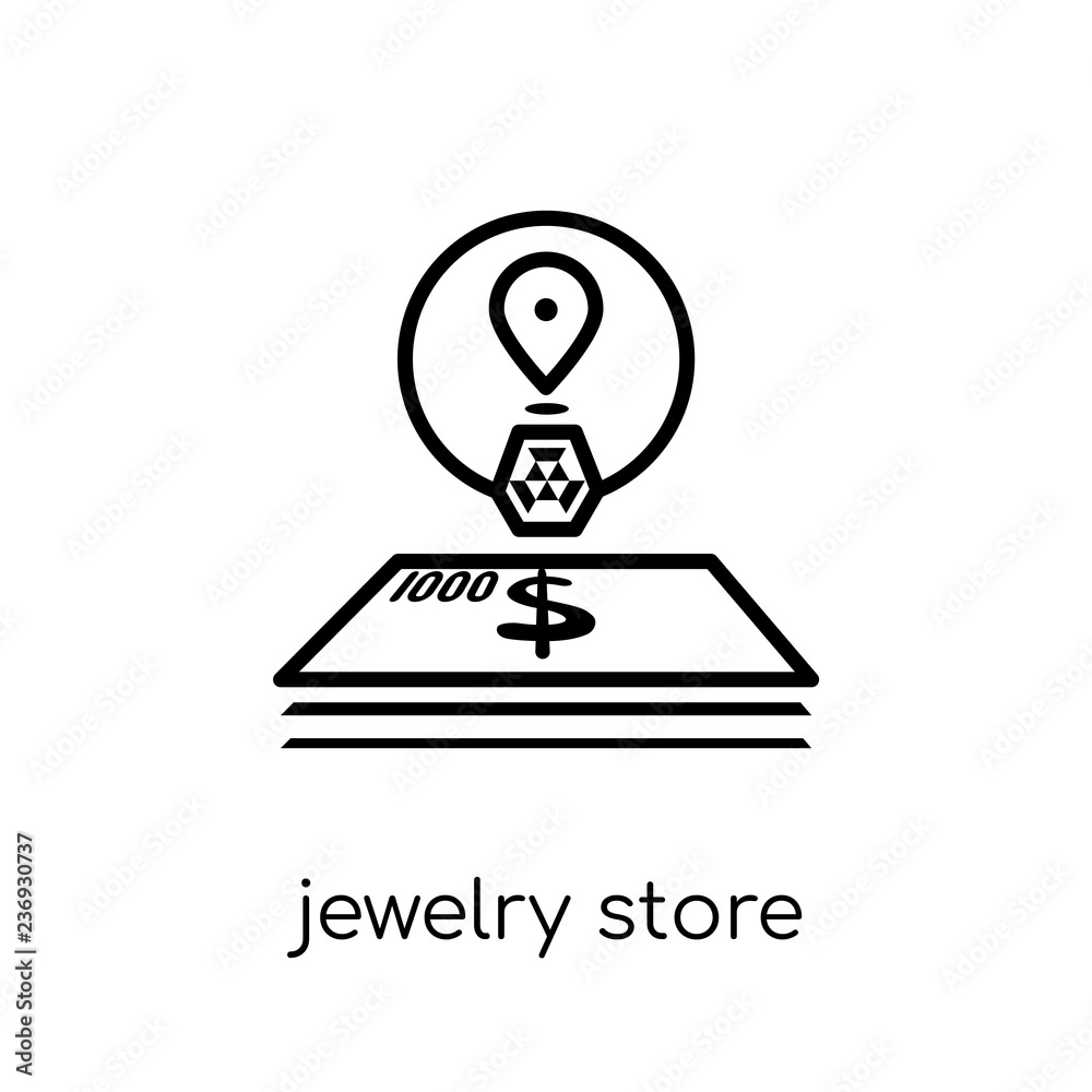 Jewelry store icon. Trendy modern flat linear vector Jewelry store icon on white background from thin line Luxury collection