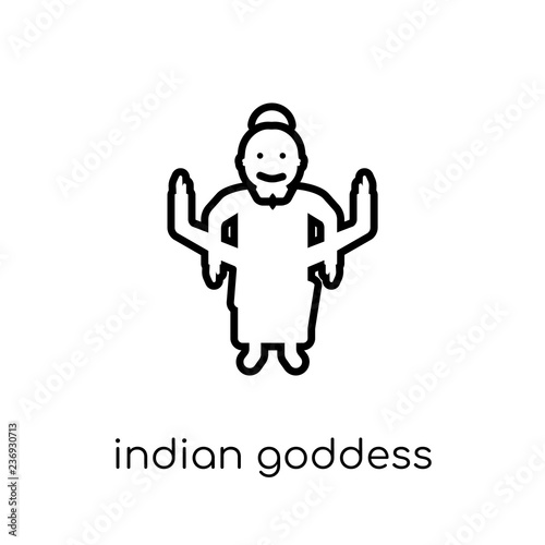 indian Goddess icon. Trendy modern flat linear vector indian Goddess icon on white background from thin line india collection