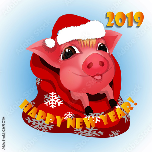 Little cute New Year pig.