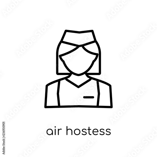 Air hostess icon. Trendy modern flat linear vector Air hostess icon on white background from thin line Professions collection