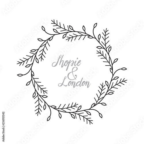 Feminine Flower Florist Wedding Line Frame Ornament