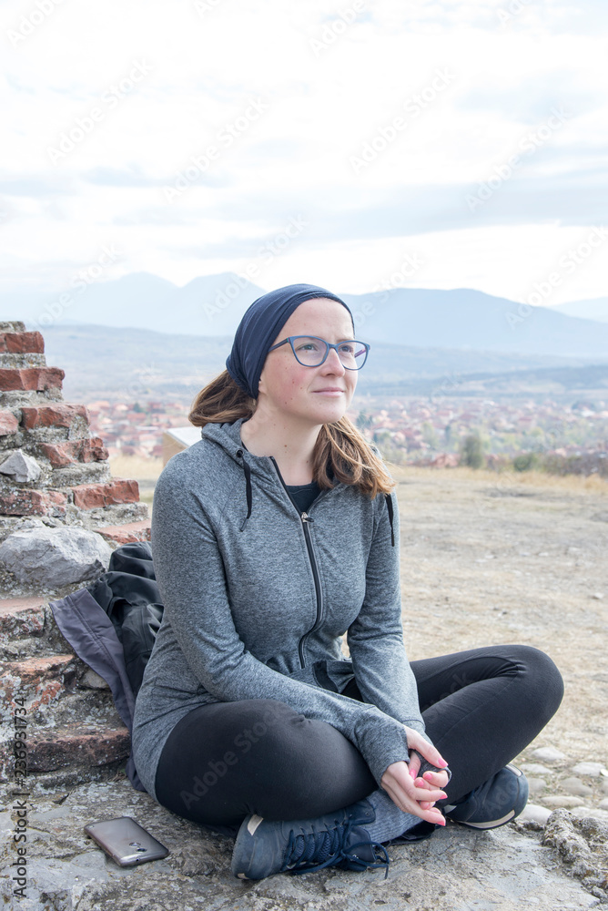 Portrait of woman with glasses and kerchief Portrait of woman with glasses and kerchief