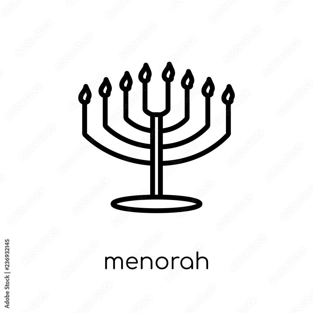Menorah icon. Trendy modern flat linear vector Menorah icon on white background from thin line Religion collection Menorah icon. Trendy modern flat linear vector Menorah icon on white background from thin line Religion collection
