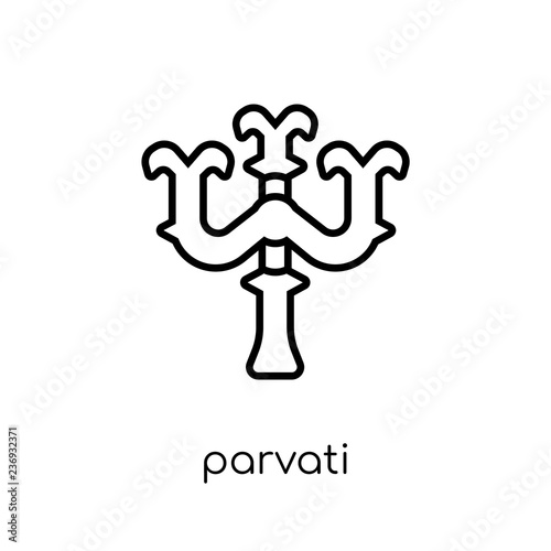 Parvati icon. Trendy modern flat linear vector Parvati icon on white background from thin line india collection