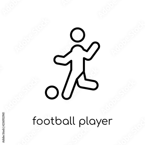 Football player playing icon icon. Trendy modern flat linear vec