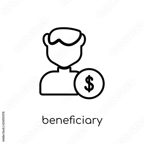 Beneficiary icon. Trendy modern flat linear vector Beneficiary icon on white background from thin line Insurance collection