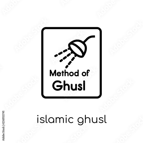 Islamic Ghusl icon. Trendy modern flat linear vector Islamic Ghusl icon on white background from thin line Religion collection