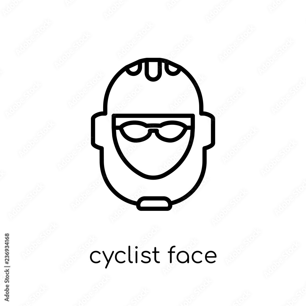 Cyclist face icon. Trendy modern flat linear vector Cyclist face icon on white background from thin line People collection Cyclist face icon. Trendy modern flat linear vector Cyclist face icon on white background from thin line People collection