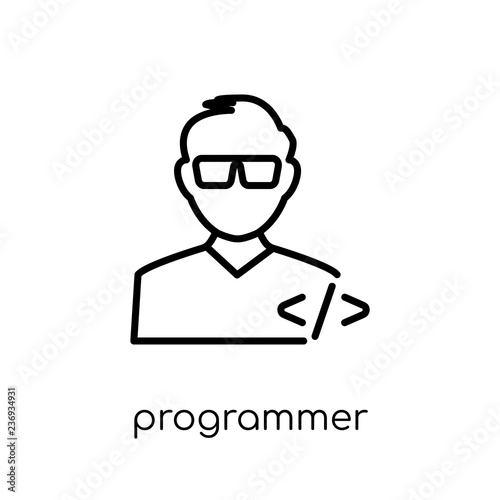 Programmer icon. Trendy modern flat linear vector Programmer icon on white background from thin line Professions collection