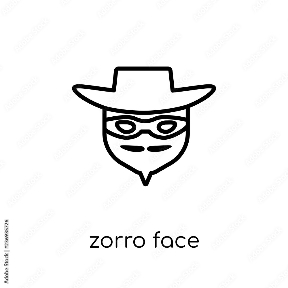 Zorro face icon. Trendy modern flat linear vector Zorro face icon on white background from thin line People collection