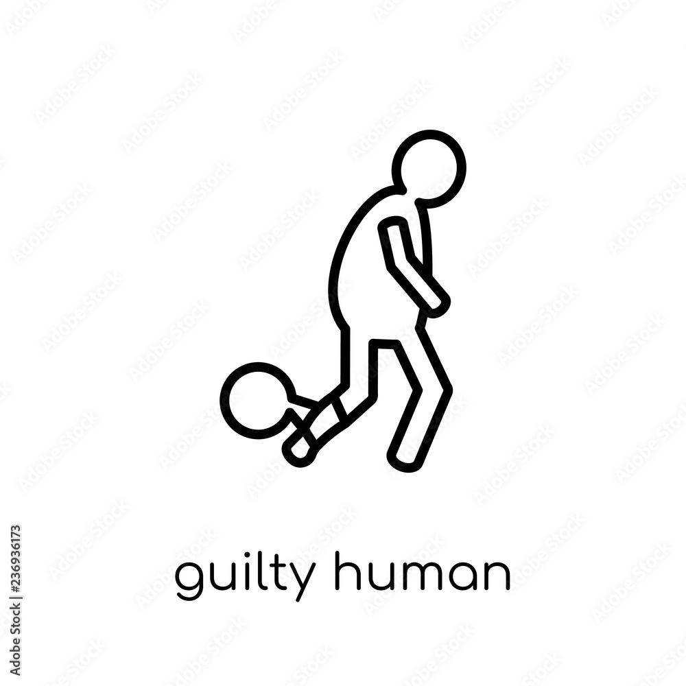 guilty human icon. Trendy modern flat linear vector guilty human icon on white background from thin line Feelings collection