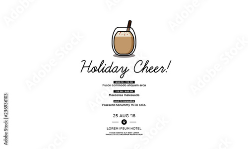 Eggnog Vector Illustration in Flat Style Design Invitation Design with Where and When Details