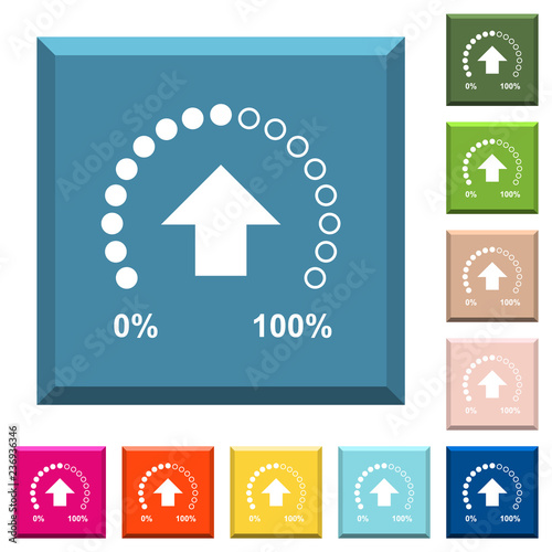 Download in progress white icons on edged square buttons