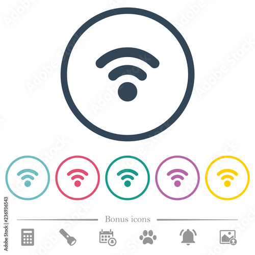 Radio signal flat color icons in round outlines photo