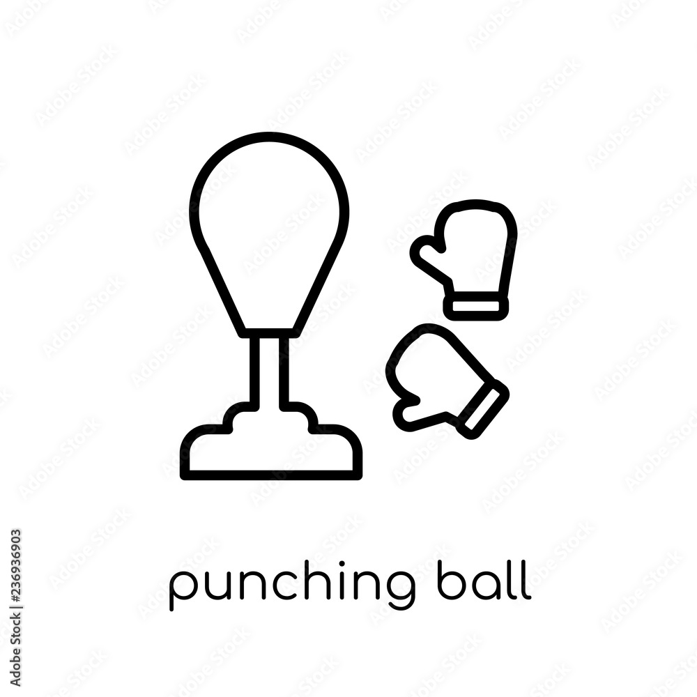 Punching ball icon. Trendy modern flat linear vector Punching ball icon on white background from thin line Gym and fitness collection Punching ball icon. Trendy modern flat linear vector Punching ball icon on white background from thin line Gym and fitness collection