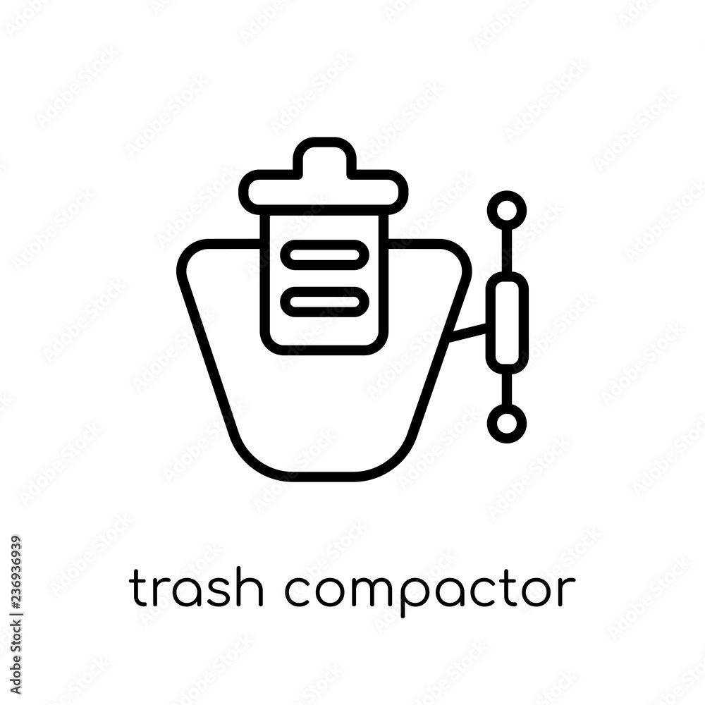 trash compactor icon. Trendy modern flat linear vector trash compactor icon on white background from thin line Electronic devices collection trash compactor icon. Trendy modern flat linear vector trash compactor icon on white background from thin line Electronic devices collection