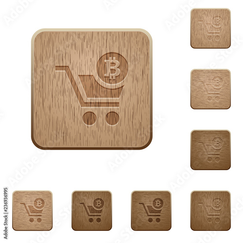 Checkout with Bitcoin cart wooden buttons