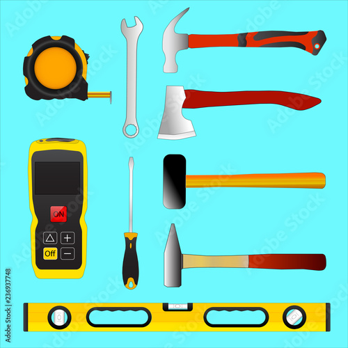 Set of illustration construction tools