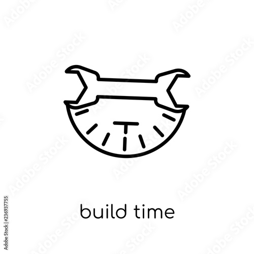 build time icon. Trendy modern flat linear vector build time icon on white background from thin line general collection
