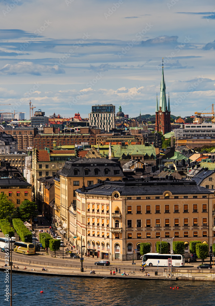 Stockholm, Sweden in a summer. Panoramic view of Old Town Gamla Stan. 