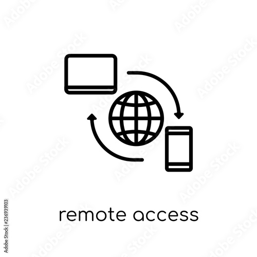 Remote access icon. Trendy modern flat linear vector Remote access icon on white background from thin line Internet Security and Networking collection