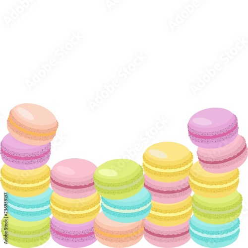 Cake macaron or macaroon Vector Illustration, colorful almond cookies, pastel colors