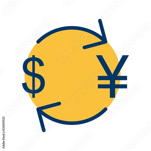 Exchange yen With Dollar Vector Icon