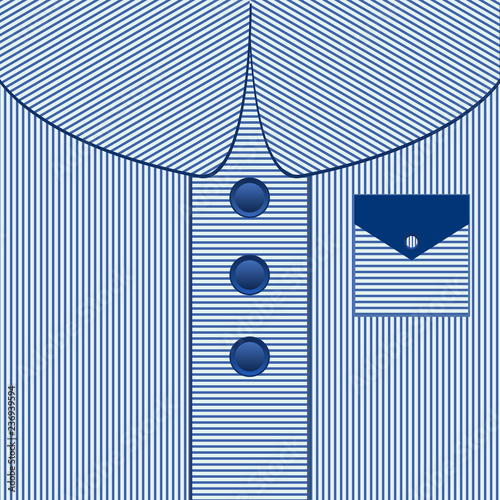 Striped Man Dress Background. Blue shirt dad card, vector illustration