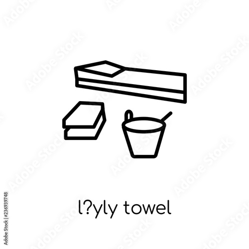 L?yly towel icon. Trendy modern flat linear vector L?yly towel icon on white background from thin line sauna collection photo