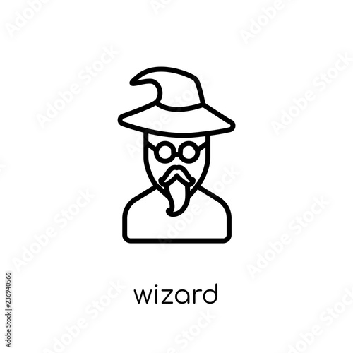 Wizard icon. Trendy modern flat linear vector Wizard icon on white background from thin line Fairy Tale collection