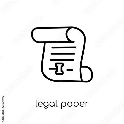 Legal paper icon. Trendy modern flat linear vector Legal paper icon on white background from thin line law and justice collection