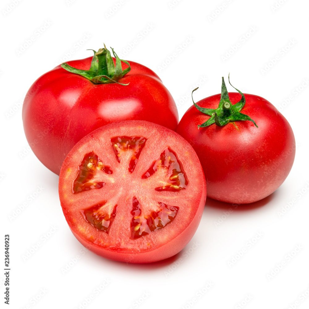 Red tomatoes set isolated on white background Red tomatoes set isolated on white background