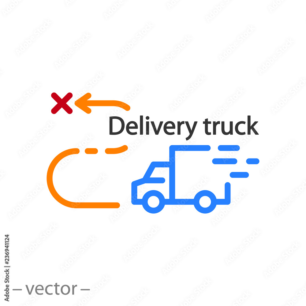 Delivery truck, route icon vector Delivery truck, route icon vector