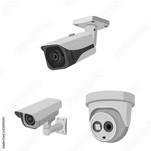 Isolated object of cctv and camera icon. Collection of cctv and system stock vector illustration.