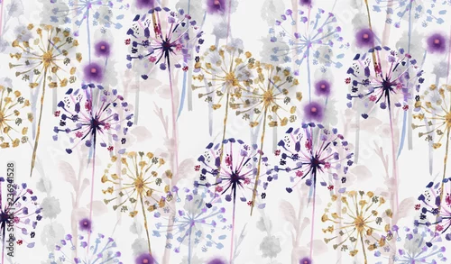 Obraz Seamless Watercolor wild floral pattern in hand painting style , delicate flower wallpaper