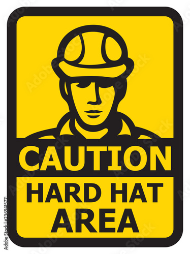 Caution hard hat area vector sign