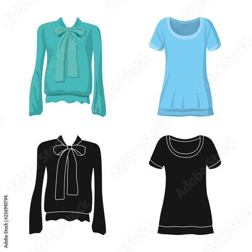 Vector design of woman and clothing icon. Collection of woman and wear vector icon for stock.