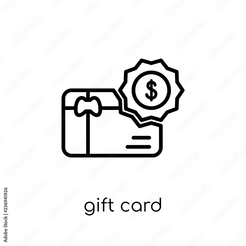 gift card icon. Trendy modern flat linear vector gift card icon on white background from thin line Ecommerce collection, outline vector illustration gift card icon. Trendy modern flat linear vector gift card icon on white background from thin line Ecommerce collection, outline vector illustration