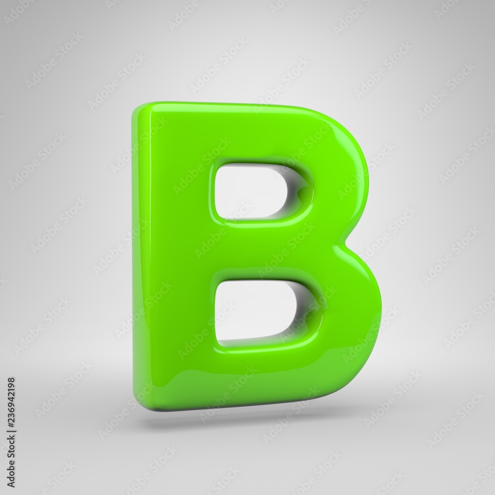 UFO green color letter B uppercase isolated on white background UFO green color letter B uppercase isolated on white background